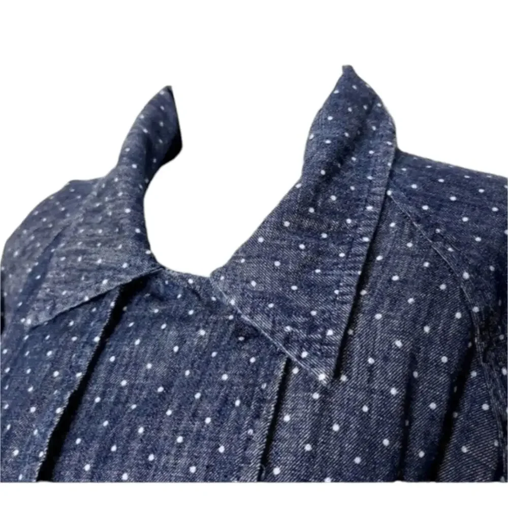 Lucky Brand True Indigo Denim Dot Trench Coat Medium - Picture 8 of 11